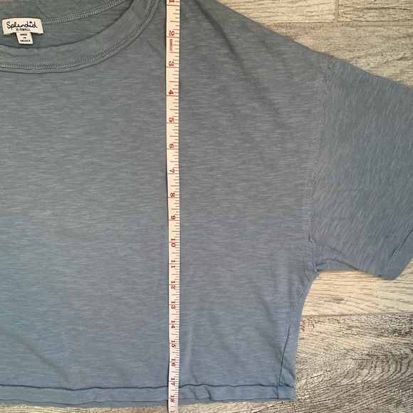 Splendid Oversized Crew Neck Crop Top Blue Sz XS - Picture 6 of 7